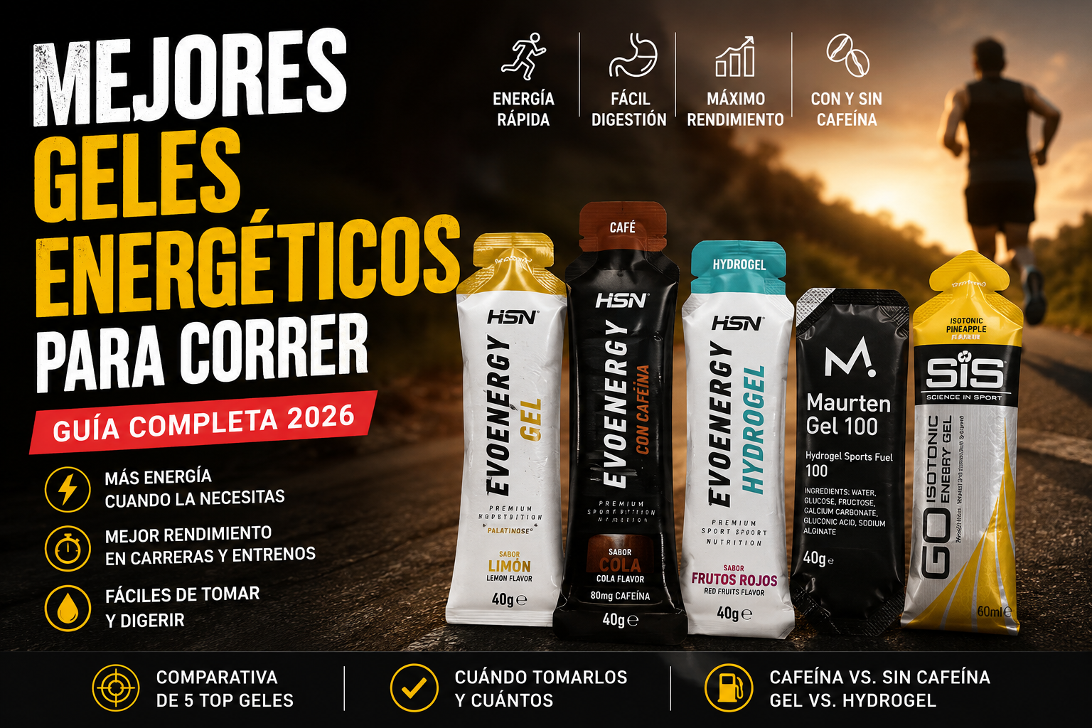 Mejores geles energéticos para correr: Guía COMPLETA 2026